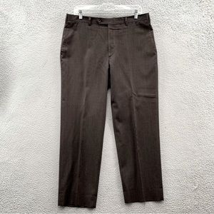 Trussini Mens Dress Pants Brown Size 52 EU 100% Italian Wool Carrer Pockets